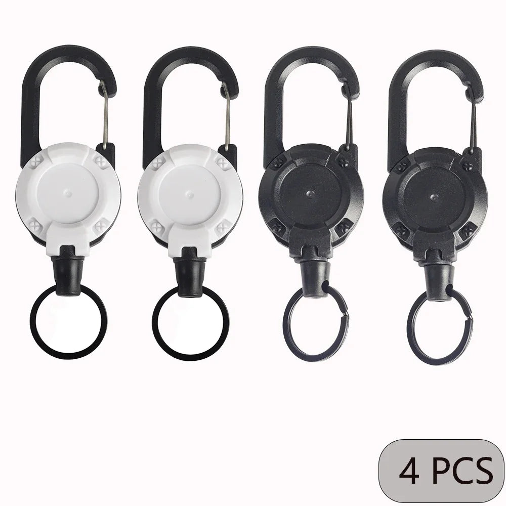 1/2/4pcs Extendable Retractable Holders Keychain Badge Reels Heavy Duty Clip With Carabiner Key Chain For Men Outdoor Bags