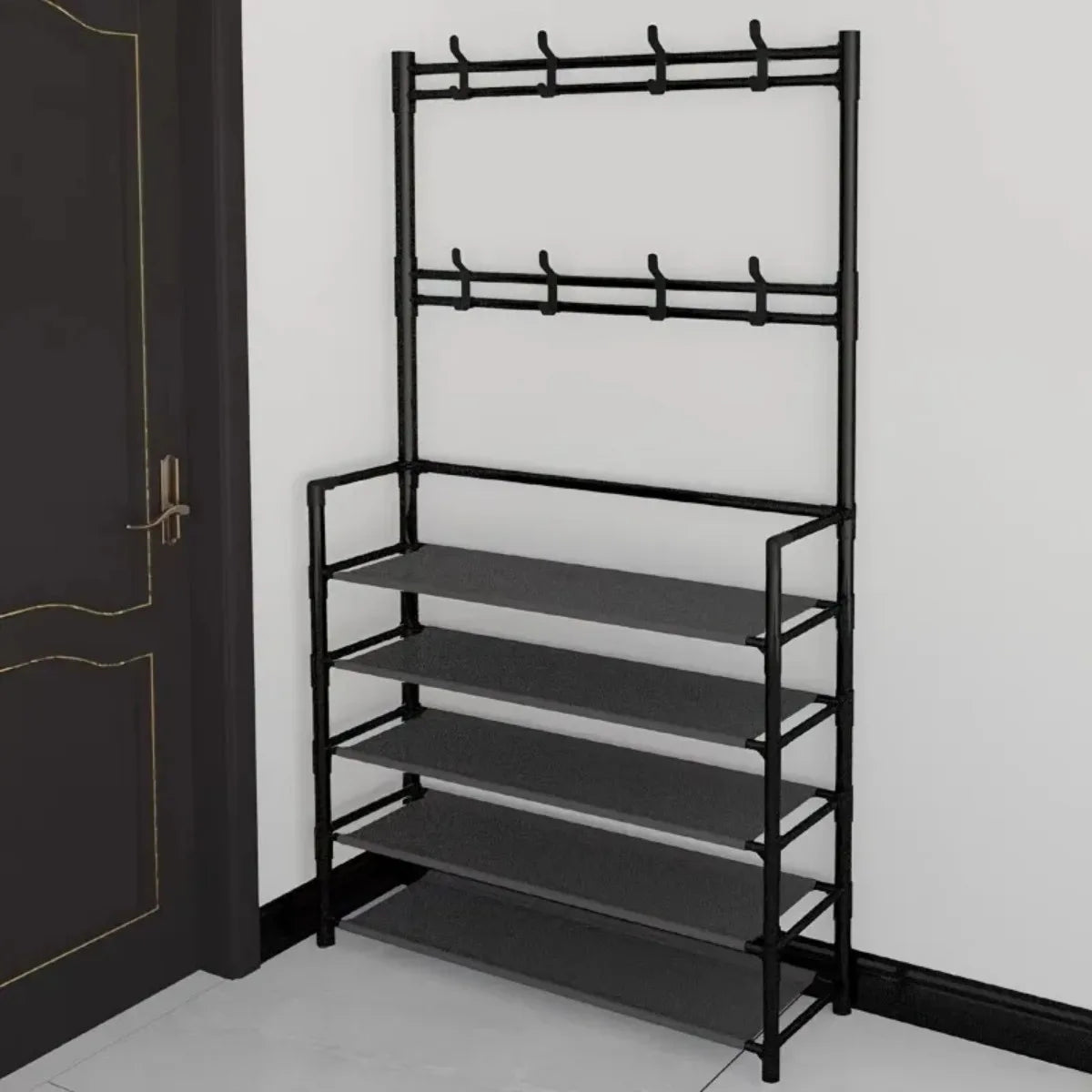 5-Level Metal Shoe Rack Tool-Free Setup Straightforward Design Multi-Purpose Shoes Boots And Sundries in Living Room Hallway
